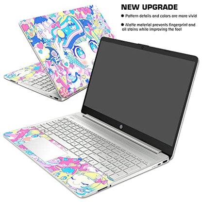 Laptop Skin Decal HP 15.6" - Kawaii Girl Laptop Cover Sticker No Cutting Required, No Bubble, Waterproof, Scratch Resistant - Including Wide Screen and Wrist Pad - size: 15.6 inch