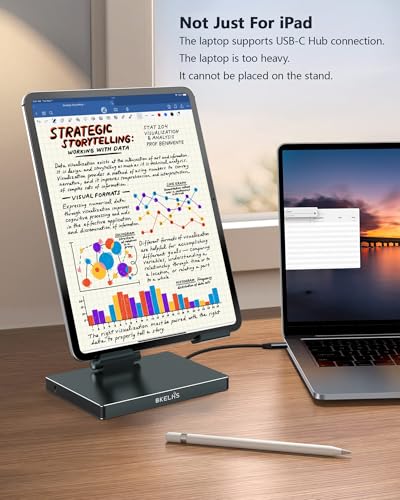 2026 iPad Pro USB C Hub Stand, Adapter for iPad Air M5 M4 M3 13 11 12.9 Inch Docking Station 4K 60Hz HDMI, RJ45 Ethernet, SD/TF Card Reader, 3 USB 3.0 Port, 3.5mm Audio, iPad A16 Galaxy Tablet Dock