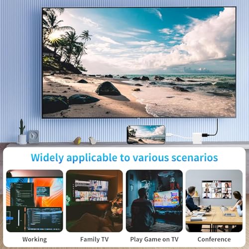 USB C to HDMI Adapter, 4K@60Hz Type C to HDMI with 100W PD Fast Charging Port Video & Audio Sync Screen Converter Digital AV Adapter Compatible with iPhone 17 16/16 Pro/16 Pro Max/15/15 Pro/15 Pro Max
