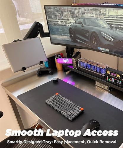 ULTRARM Steel Laptop Tray Holder for VESA Monitor Arm, Stand & Mount | 29 lb Capacity, Vented Cooling Platform, Smooth Access Design, VESA 75/100 Mounting Holes, Also Fits Tablets, Black, MAAC-L