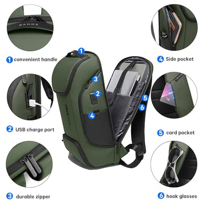 BANGE Business Laptop Smart backpack Can Hold 15.6 Inch Laptop Commute Backpack Carry on bag for men and women (Green) - color: Green