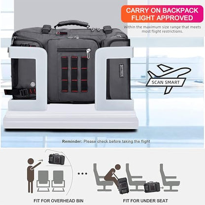 WITZMAN Carry on Travel Backpack for Men Airline Approved Fits 16" Laptop | Nylon 3 in 1 Luggage Duffle Bag with USB Charging Port, Shoe Compartment, For Weekend Getaway, Overnight Trip, B682 Grey - color: 03.silvery Grey