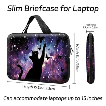 14 15 15.4 15.6 inch Laptop Handle Bag Computer Bag, Pouch Holder Notebook Sleeve Cover Soft Case Compatible for Dell,Lenovo,Toshiba HP, Asus Notebook-Astral Cat - color: Astral Cat