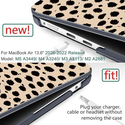 DONGKE for MacBook Air 13 Inch Case M5 2026 M4 2025 M3 M2 2024-2022 A3449 A3240 A3113 A2681, Plastic Hard Shell & Keyboard Cover & Screen Film for MacBook Air 13.6 Inch Case - Cheetah Spots - color: Cheetah Spots