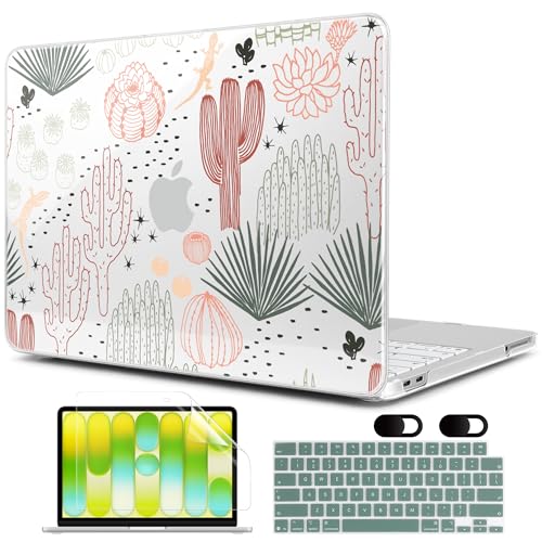 MEEgoodo 4-in-1 Printed Case for MacBook Neo 13 inch 2026 Release Model A3404, Laptop Hard Shell Cases with Keyboard Skin & Screen Protector & Webcam Covers, Cacti - color: Cacti