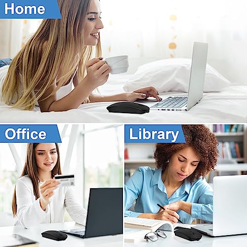 Bluetooth Wireless Mouse for MacBook Air Mac Pro iPad Laptop Computer Pad Optical Rechargeable Slim Silent Dual Mode (2.4G USB-C/USB-A&Bluetooth 5.2/3.0) Mouse Jiggler for Computer Awakening (Black) - color: Black