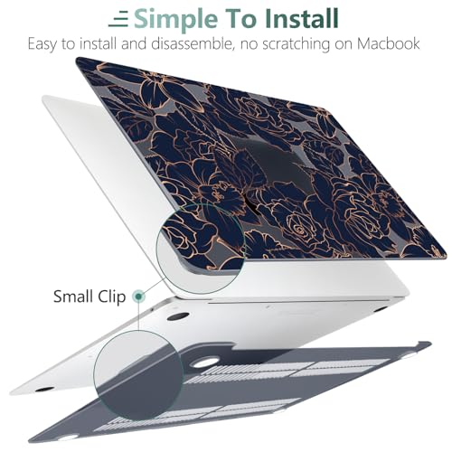 TWOLSKOO Compatible with MacBook Air 13 inch Case 2021-2018 Release A2337 M1 A2179 A1932 Retina Display Touch ID, Plastic Hard Shell & Keyboard Cover & Screen Protector, Elegant Roses - color: Elegant Roses X822