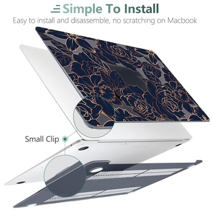 TWOLSKOO Compatible with MacBook Air 13 inch Case 2021-2018 Release A2337 M1 A2179 A1932 Retina Display Touch ID, Plastic Hard Shell & Keyboard Cover & Screen Protector, Elegant Roses - color: Elegant Roses X822