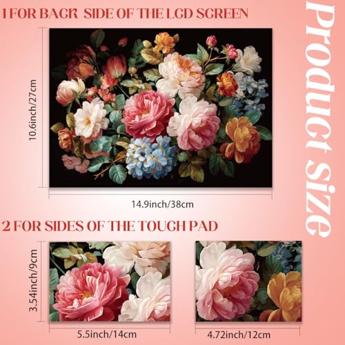 SSUPERDANT Laptop Skin Sticker Vintage Flower Laptop Decals Personalized Universal Notebook Computer Wrap Vinyl Skin Stickers Cover Art Decal Removable 12-15.6 Inch Scratch-Resistant Gifts Pink Green