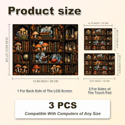 Universal Laptop Skin Sticker Decal 11-15.6 Inches, Baby Dragon Bookshelf | Reusable Vinyl Sticker for 12.1 13 13.3 14 15.4 Inches Notebook PC, Scratch Resistant Waterproof, Easy to Trim & Apply - color: Baby Dragon Bookshelf