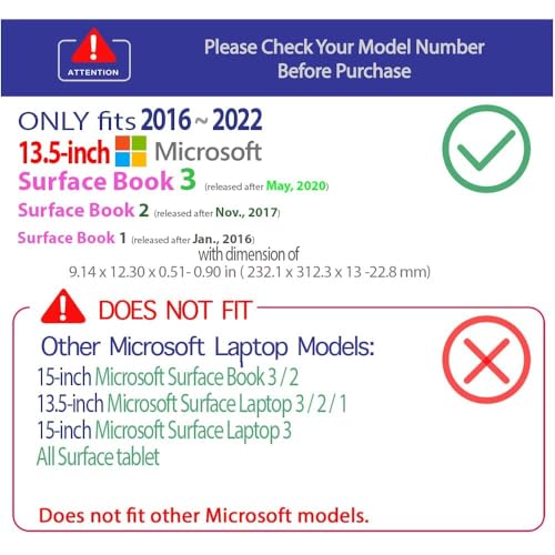 mCover Case Compatible for 2016~2022 13.5" Microsoft Surface Book 1/2 / 3 with Detachable Tablet Display ONLY (NOT Fitting Cheaper Surface Laptop Models) - Black - color: Black