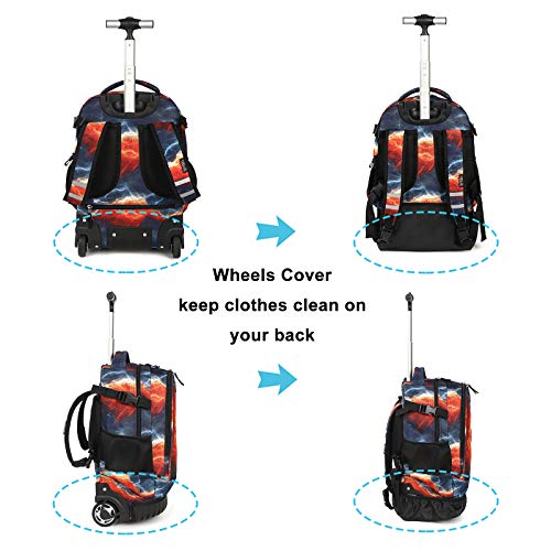 Tilami Rolling Backpack 19 inch with Lunch Bag Wheeled Laptop Backpack (Football) - color: Football