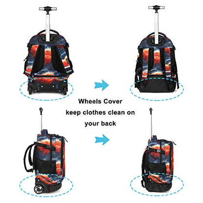 Tilami Rolling Backpack 19 inch with Lunch Bag Wheeled Laptop Backpack (Football) - color: Football