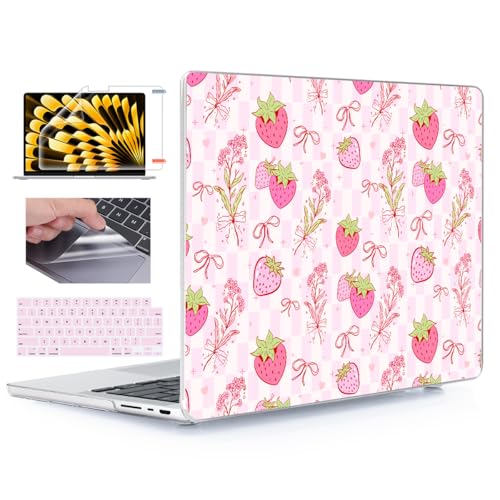 for with MacBook Pro 14 inch Case 26-21 M5 M4 M3 M2 M1 Pro/Max A3426 A3427 A3434 A3112 A3401 A2918 A2992 A2779 A2442, Hard Shell with Keyboard Cover+Protective Film, Butterfly Strawberry - color: Butterfly Strawberry