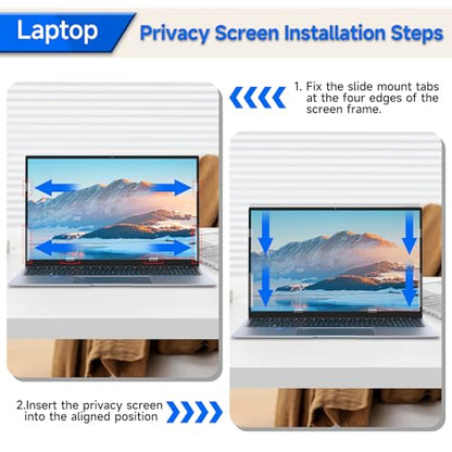 ZOEGAA 4-way 360° Privacy Screen For 14 Inch 16:9 Laptop That Screen Size is 12.2 in Wide and 6.8 in High. Removable Privacy Screen For Laptop Monitor, Anti Glare And Blue Light, Compatible With HP Dell Lenovo Asus Samsung Acer Thinkpad - size: 14 in 16:9