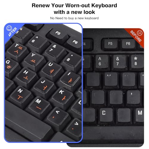 2PCS English Keyboard Stickers with Tweezer, Universal Replacement English Keyboard Letters Black Background White Lettering for Laptops Notebooks PC Computer Desktop, Keyboard Alphabet Sticker - color: English White Letters
