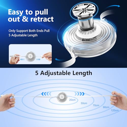 100W USB C to Multi Charging Cable, iPhone 15 Retractable Car Charger with Type C 100W+IP 27W+Micro USB 10W Multi Phone Charger for iPhone 15 14 13 12/Samsung S24 S23/iPad/MacBook/Tablet 4FT White