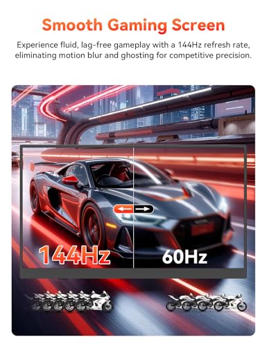 HotYeah 16" 2.5K 144Hz Portable Gaming Monitor, 2560x1600 QHD 125% sRGB | USB-C HDMI Laptop Monitor, External Travel Monitor w/Adjustable Kickstand for MacBook, Laptop, PC, Phone, Tablet, Switch, PS5 - size: 16-inch