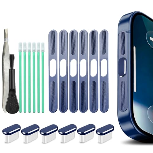 USB C Port Cover Dust Plug, 6 Pack Type C Charging Port Plug Cover with Speaker Dust Cover Phone Accessories for iPhone 17/17 Pro Port Protection Dust Cover (Dark Blue, for 17 and 17 Pro) - color: Dark Blue, size: for 17 and 17 Pro