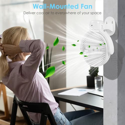 OGZ Portable Fan for Travel Wireless with Remote Timer, 7 Inch Small Desk Fan with LED Night Light 90° Oscillation, Rechargeable USB Fan for Cruise Bed Beside Sleeping Camping Tent - color: White