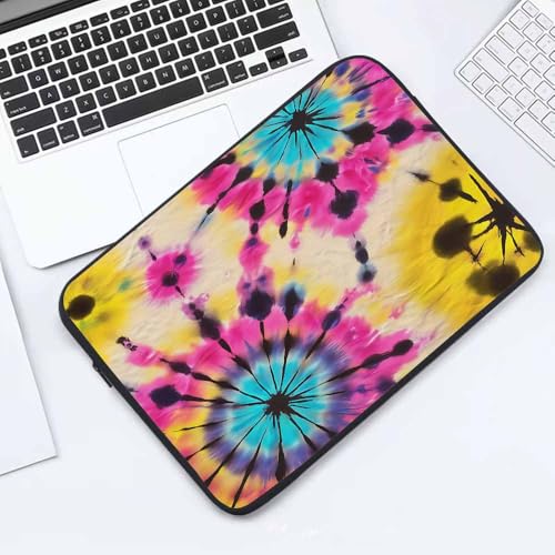 Laptop Sleeve Bag 15.4 15.6 Inch,Tie Dye Pattern Abstract Yellow Blue Protective Polyester Computer Cases Laptop Cover Briefcase Bag Tablet Travel Cover - color: LPS-025