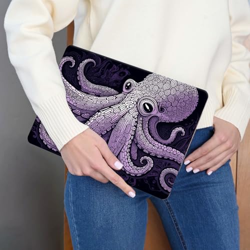 Laptop Skin Sticker 3-Piece Set,Purple Octopus | Trim-to-fit 3-piece vinyl set with one 15 x 10.6 in lid skin and two palm-rest decals for many 12-15.6 in laptops - color: Purple Octopus