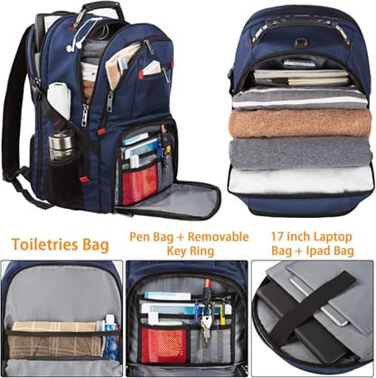 LTINVECK Travel Laptop Backpack,Extra Large Backpack for Men,Big 17 Inch Computer bag Tech Backpack - color: Full Blue