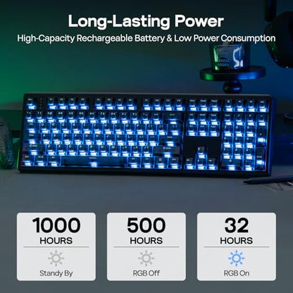 EPOMAKER HE108 Wireless Gaming Keyboard, 8K Polling & 10000mAh, SOCD & DKS | Full-Sized Hall Effect Keyboard with Rapid Triggering, Custom Driver, RGB Backlit, PBT Keycap (Black) - color: Black