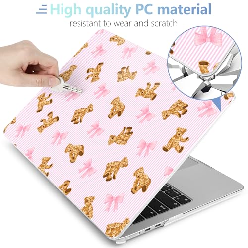 MEEgoodo Case for M5/M4/M3/M2 MacBook Air 15 inch Case 2026 2025 2024 2023, Laptop Shell Fit Model (A3448/A3241/A3114/A2941) for MacBook Air 15.3-inch, Bear&Cute Ribbon - color: Bear&Cute Ribbon