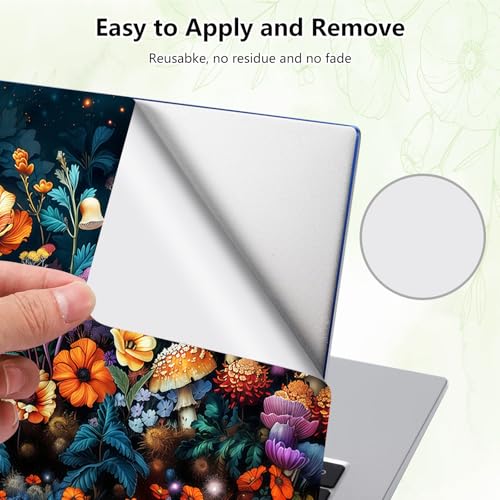 Laptop Skin Sticker Decal, Universal Reusable Vinyl Laptop Cover for 12" 13" 13.3" 14" 15" 15.4" 15.6" Notebook PC, Reusable Waterproof Scratch-Resistant with 2 Wrist Pads,Flowers Mushrooms - color: Flowers Mushrooms