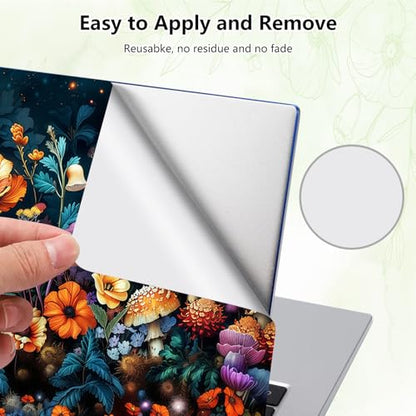 Laptop Skin Sticker Decal, Universal Reusable Vinyl Laptop Cover for 12" 13" 13.3" 14" 15" 15.4" 15.6" Notebook PC, Reusable Waterproof Scratch-Resistant with 2 Wrist Pads,Flowers Mushrooms - color: Flowers Mushrooms