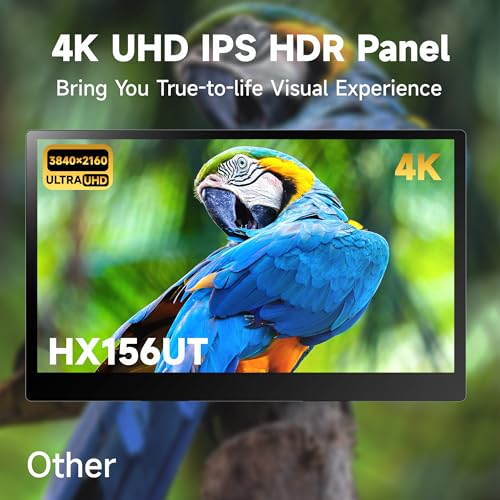 15.6" Portable Monitor 4K OLED Touchscreen, 100% Adobe RGB 10-Bit Color, USB-C External Display for Laptop, PC, Mac, Phone, Gaming, with Smart Cover & Stand