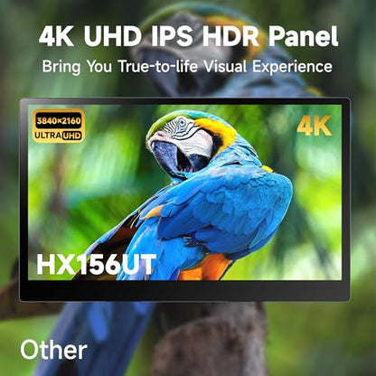 15.6" Portable Monitor 4K OLED Touchscreen, 100% Adobe RGB 10-Bit Color, USB-C External Display for Laptop, PC, Mac, Phone, Gaming, with Smart Cover & Stand