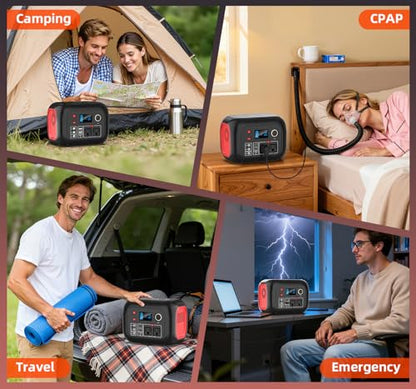 ENOFLO 300W Portable Power Station, 228Wh Solar Generator | 110V Pure Sine Wave AC Outlet, 61600mAh Lithium Battery Backup for CPAP, Camping, RV, and Home Emergency - color: Red-Black1