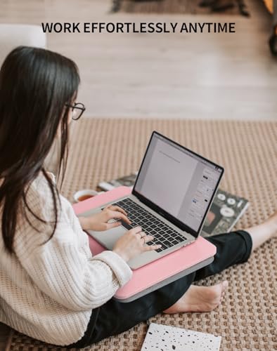 ZEAPTAC Portable Lap Laptop Desk with Pillow Cushion, Fits up to 15.6 inch Laptop, Lap Stand for Bed & Couch & Carpet, Book Tablet/Drawing Board/Computer Laptop Stand - Pink - color: Pink