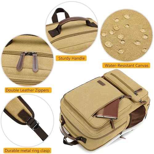 LXYGD Canvas Laptop Backpack for Men Women,Durable Travel Work Business Rucksack Bookbags Fits 15.6 Inch Notebook & Laptops,College Backpacks Computer Bag Weekender Hiking Daypack(Khaki) - color: Khaki