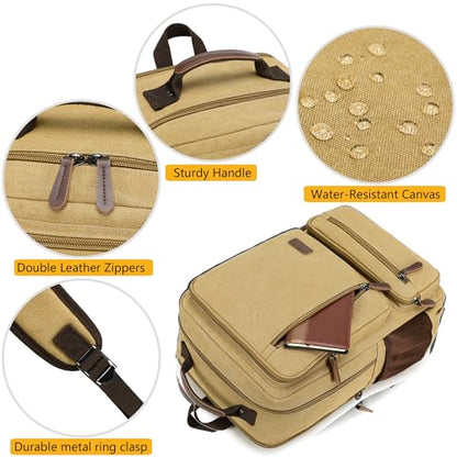 LXYGD Canvas Laptop Backpack for Men Women,Durable Travel Work Business Rucksack Bookbags Fits 15.6 Inch Notebook & Laptops,College Backpacks Computer Bag Weekender Hiking Daypack(Khaki) - color: Khaki