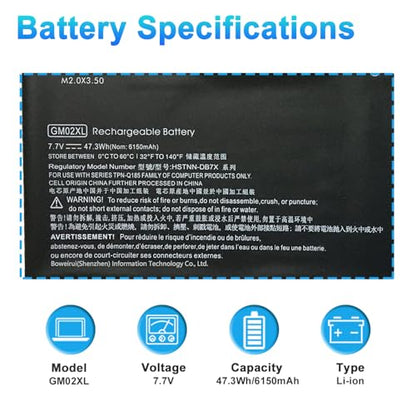 GM02XL GB02XL 917725-855 Laptop Battery Replacement for HP Chromebook 14 G5 14-CA000NA 11 G6 G7 EE X360 11 G1 Series L42583-005 HSTNN-DB7X HSTNN-UB7M L42550-541 L42583-002 7.7V 47.3Wh - size: 7.71*2.24*0.26inch GM02XL