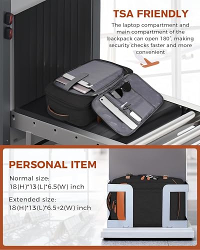 Vancropak 40L Travel Backpack for Men, Flight Approved Carry on Backpack | 17.3" Laptop Backpack, Expandable Weekender Bag with 3 Packing Cubes, Shoe Compartment, Large Anti-Theft Luggage Daypack - color: Dark Black Brown