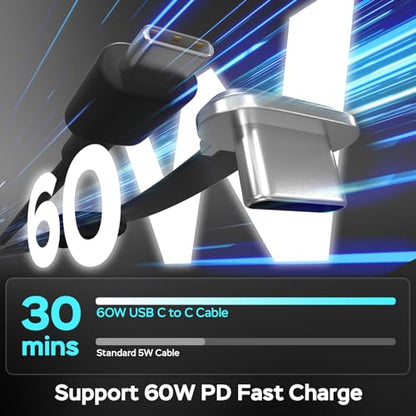 Right Angle USB C Cable 10ft, USB C 90 Degree Cable 60W Fast Charging | Flat USB C Cable, Compatible with Steam Deck, ROG Ally, Samsung S23/S22/S21, iPhone 16/15 Pro/Pro Max, MacBook - size: 10ft