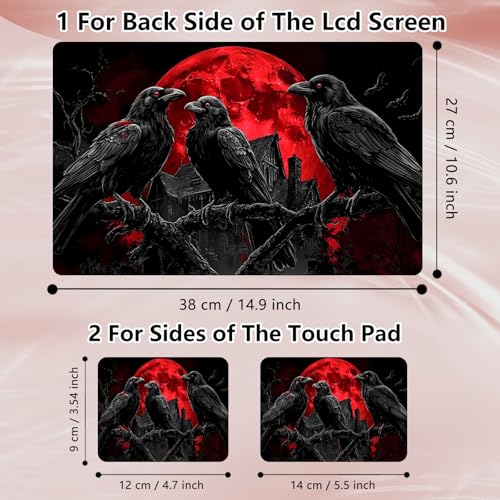 Laptop Skin Sticker Decal 12" 13" 13.3" 14" 15" 15.6",Waterproof Scratch Resistant Vinyl,Reusable Easy to Apply,for MacBook HP Dell Notebooks Netbooks Laptop,2 Wrist Pads,Black Crow Moon - color: Black Crow Moon