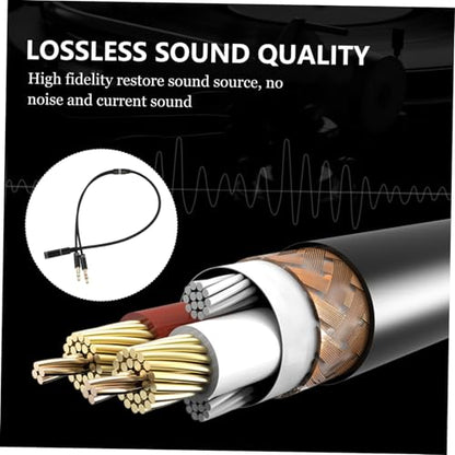 2pcs Headset Jack Adapter Cord Y Splitter Cable Male to Female Audio Extension for Laptops Mobile Phones Microphone Live Streaming Karaoke