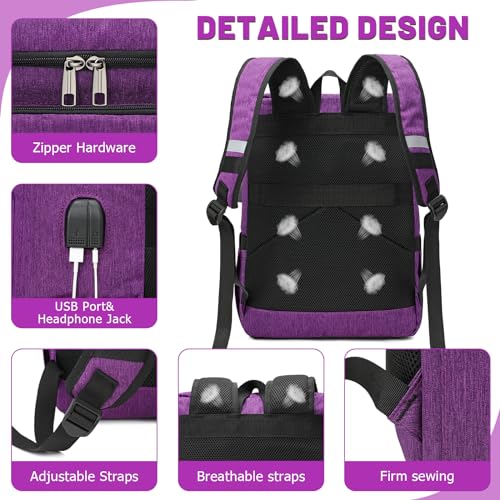 YALUNDISI Laptop Backpacks Travel Backpack Carry On Backpack Casual Daypack with USB Charging Port for Men Women Purple - color: Purple