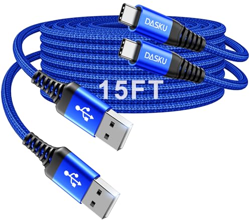 Long USB C Cable 3A Fast Charging, [15FT 2Pack] USB to USB C Cable, USBA to | USBC Cable Nylon Braided Durable USB to C Cable for iPhone 17 16 15 Pro Max/16e, Galaxy S25 S24 S23 S22 Plus and More-Blue - color: Blue, size: 15FT 2Pack, style: USB A to USB C