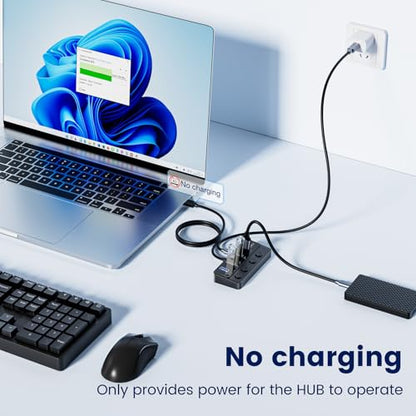 Qeefun 4-Port USB 3.0 Hub, Individual LED Power Switches, 5Gbps Data Transfer USB Splitter with 2ft Extension Cable, Multiple USB Extender for Laptop, PC, iMac, USB Flash Drives and More - style: A to 4A(60cm)