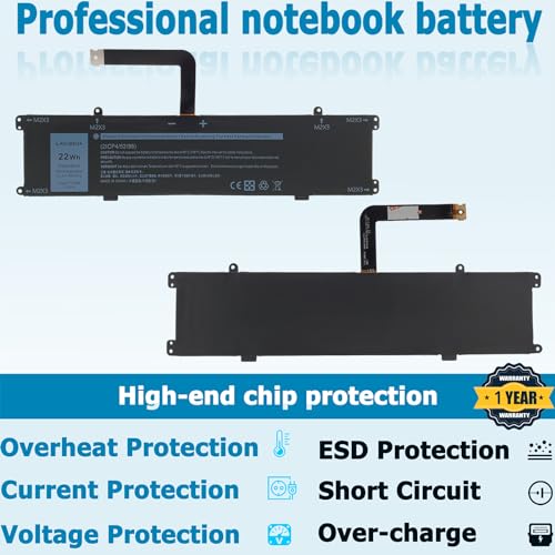 FTD6M Laptop Battery Compatible with Dell Latitude 7285 2-in-1 Keyboard Series 06HHW5 6HHW5 K17M GC02002190L G99QA050H BQ40370 7.6V 22Wh 2-Cell - color: FTD6M