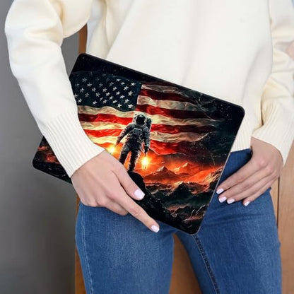 15.6 Inch Laptop Skin Sticker, Reusable Vinyl Cover Protector with 2 Wrist Pad Skins, Removable Waterproof Scratch-Resistant for 12-15.6 Inch Laptop Notebook,American Flag and Astronaut - color: American Flag And Astronaut