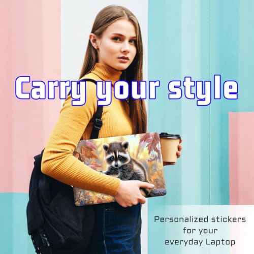 Universal Laptop Skin Sticker Decal, Compatible with MacBook HP Dell Lenovo 12"-15.6", Reusable Vinyl Notebook Cover 3PCS Set, High-Recognition Film-Cute Raccoon - color: Cute Raccoon