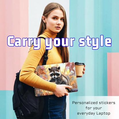 Universal Laptop Skin Sticker Decal, Compatible with MacBook HP Dell Lenovo 12"-15.6", Reusable Vinyl Notebook Cover 3PCS Set, High-Recognition Film-Cute Raccoon - color: Cute Raccoon