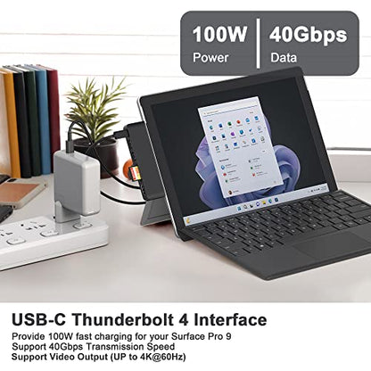 Surface Pro 9/10/11/X Accessories, Surface Pro 9 USB Hub Docking Station with 4K HDMI, USB-C Thunerbolt 4 (Display+Data+PD Charging), 2 USB 3.0, SD/TF Card Reader for Surface Pro 9/Pro10/Pro11/ProX - color: For Surface Pro 9/10/11/X